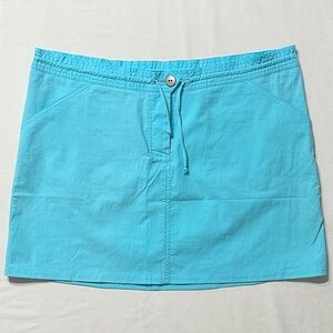 Hip Up Aqua Blue Mini Skirt w/Button Fly, Elastic Drawstring Waist- US 14, EU 42